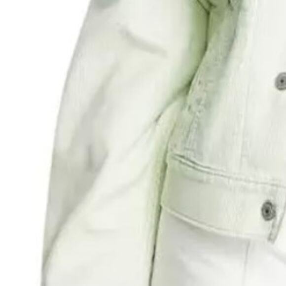 Levi Strauss Women’s Baby Cropped Corduroy Trucker Jacket Mint Green 3X Sherpa - Picture 4 of 16